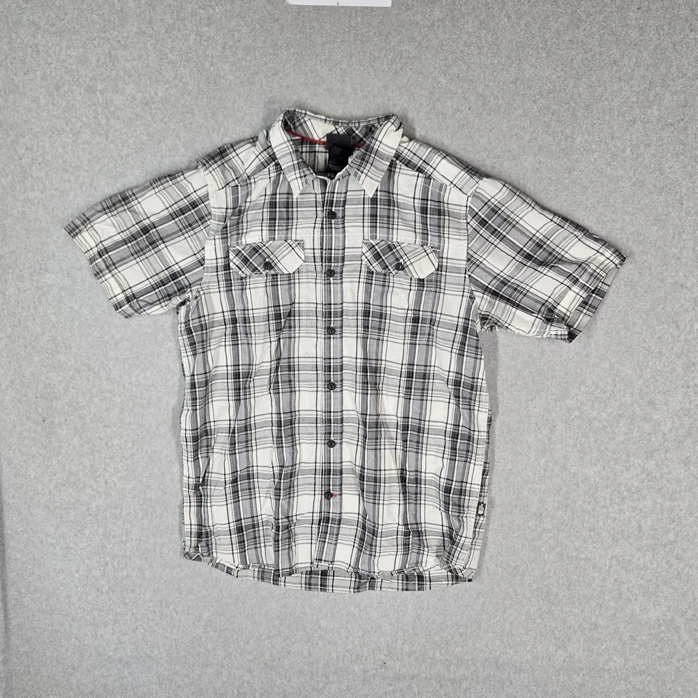 The North Face Men Button Up Shirt M White Plaid Western Short Sleeve READ